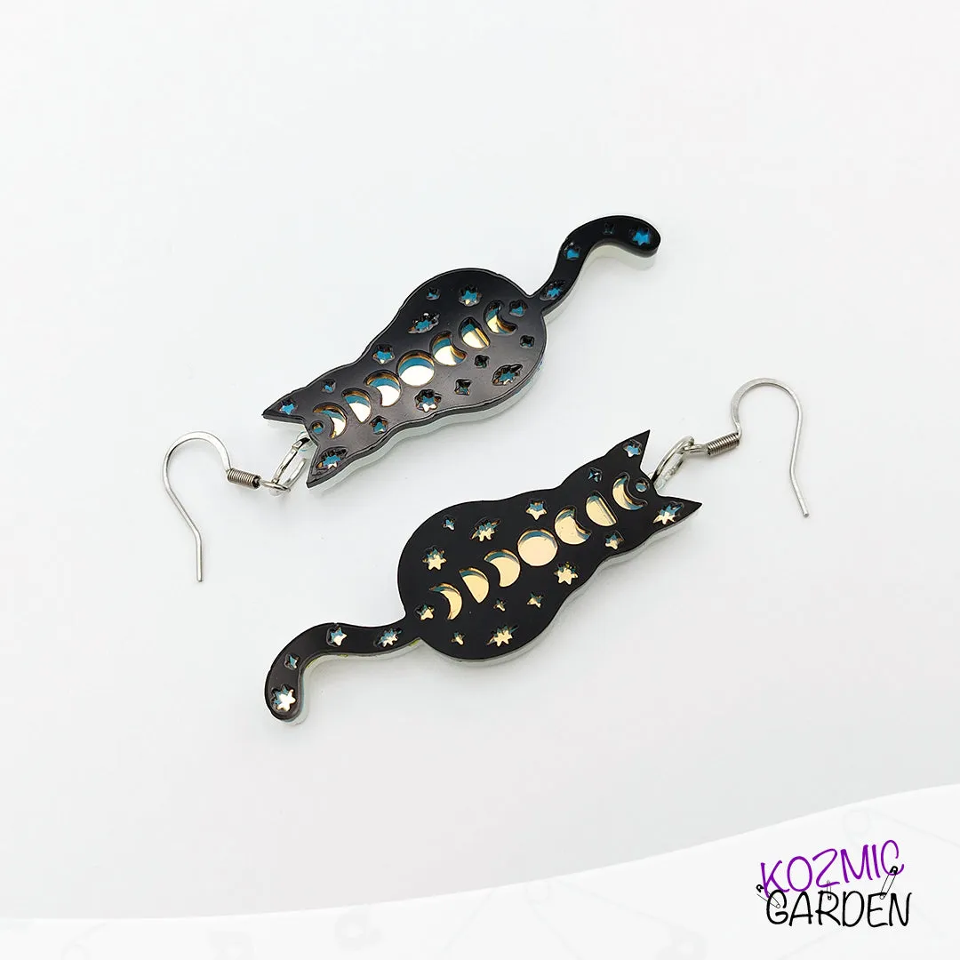 Moonlit Cats Earrings | Whisk away into mystic nights!