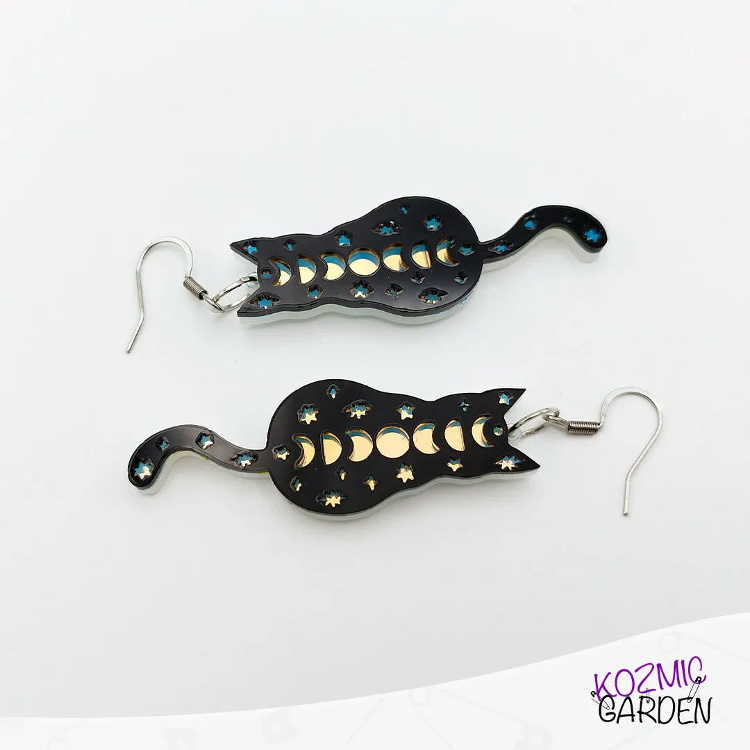 Moonlit Cats Earrings | Whisk away into mystic nights!