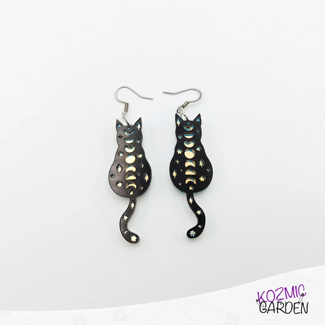 Moonlit Cats Earrings | Whisk away into mystic nights!