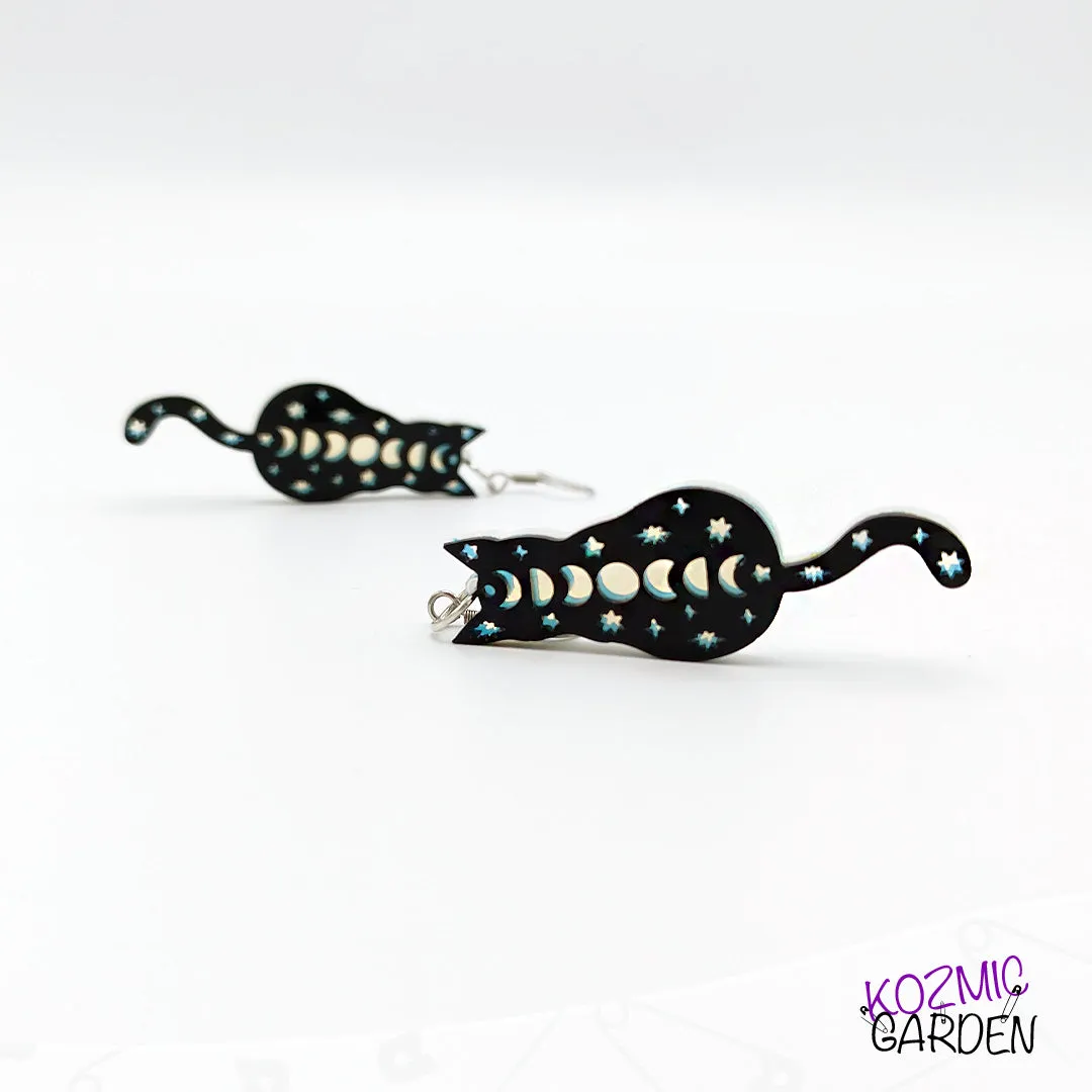 Moonlit Cats Earrings | Whisk away into mystic nights!