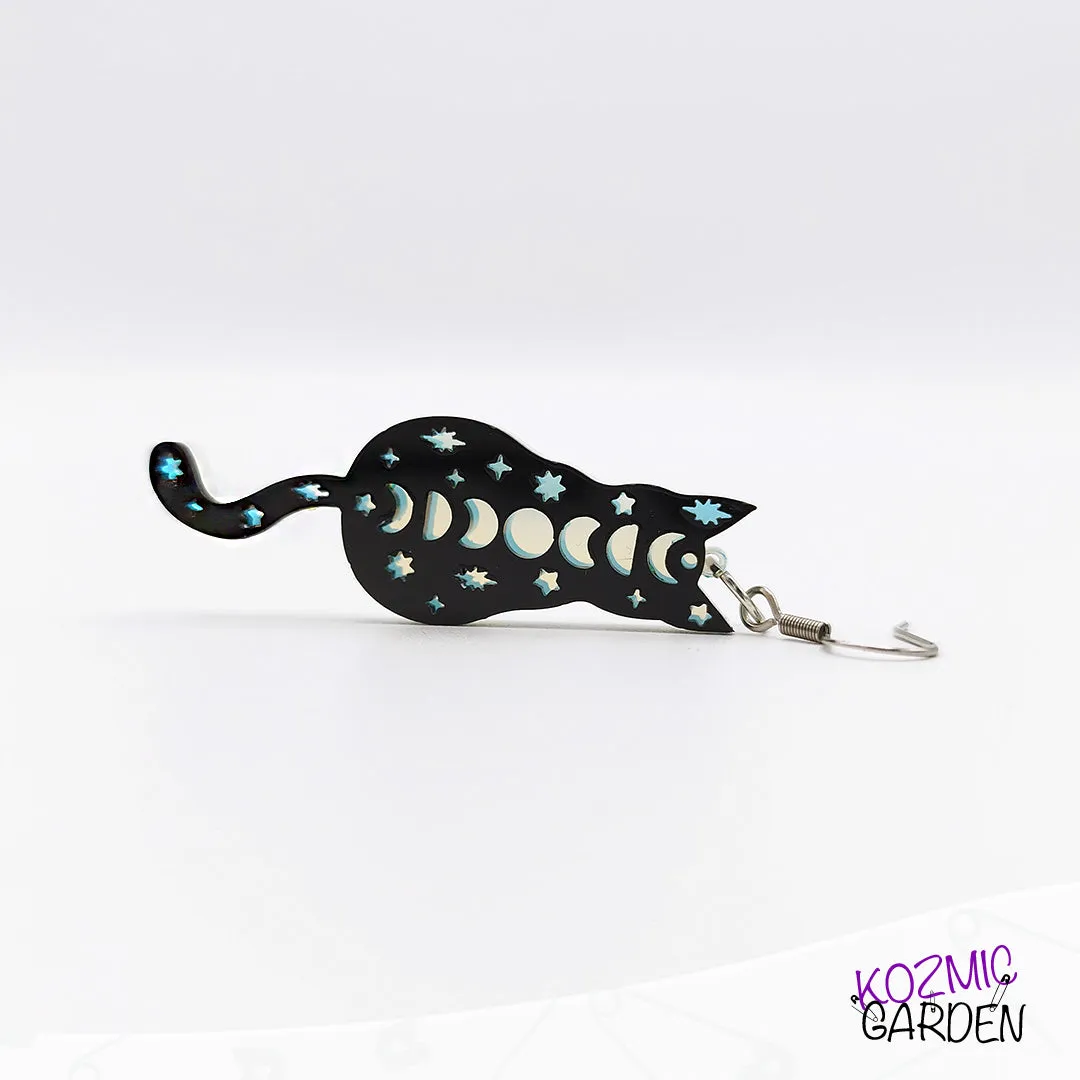 Moonlit Cats Earrings | Whisk away into mystic nights!