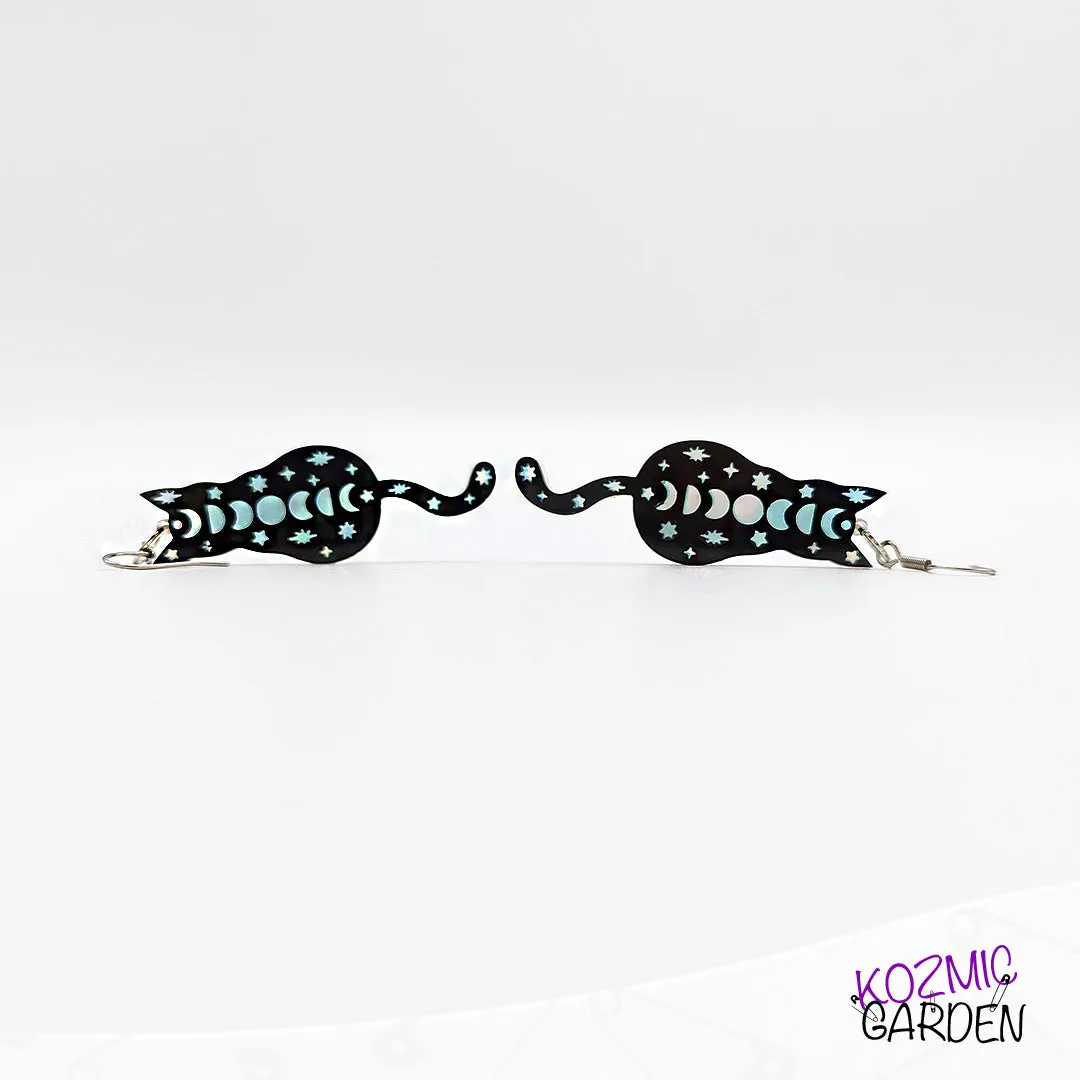 Moonlit Cats Earrings | Whisk away into mystic nights!