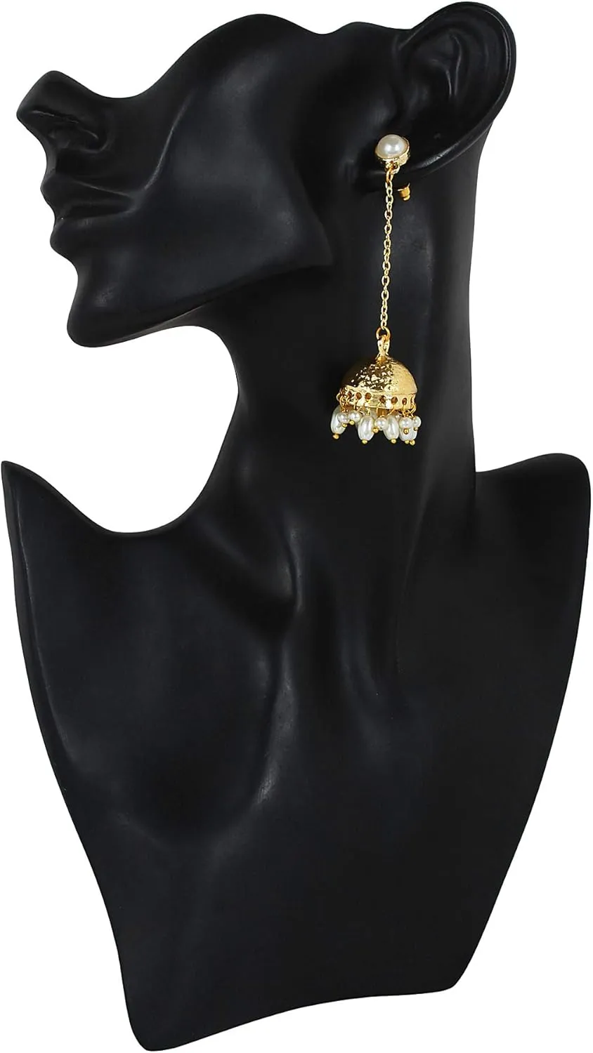 Moonstruck Traditional Long Indian Jhumka Jhumki Golden Dangle Earrings With Pearl For Women