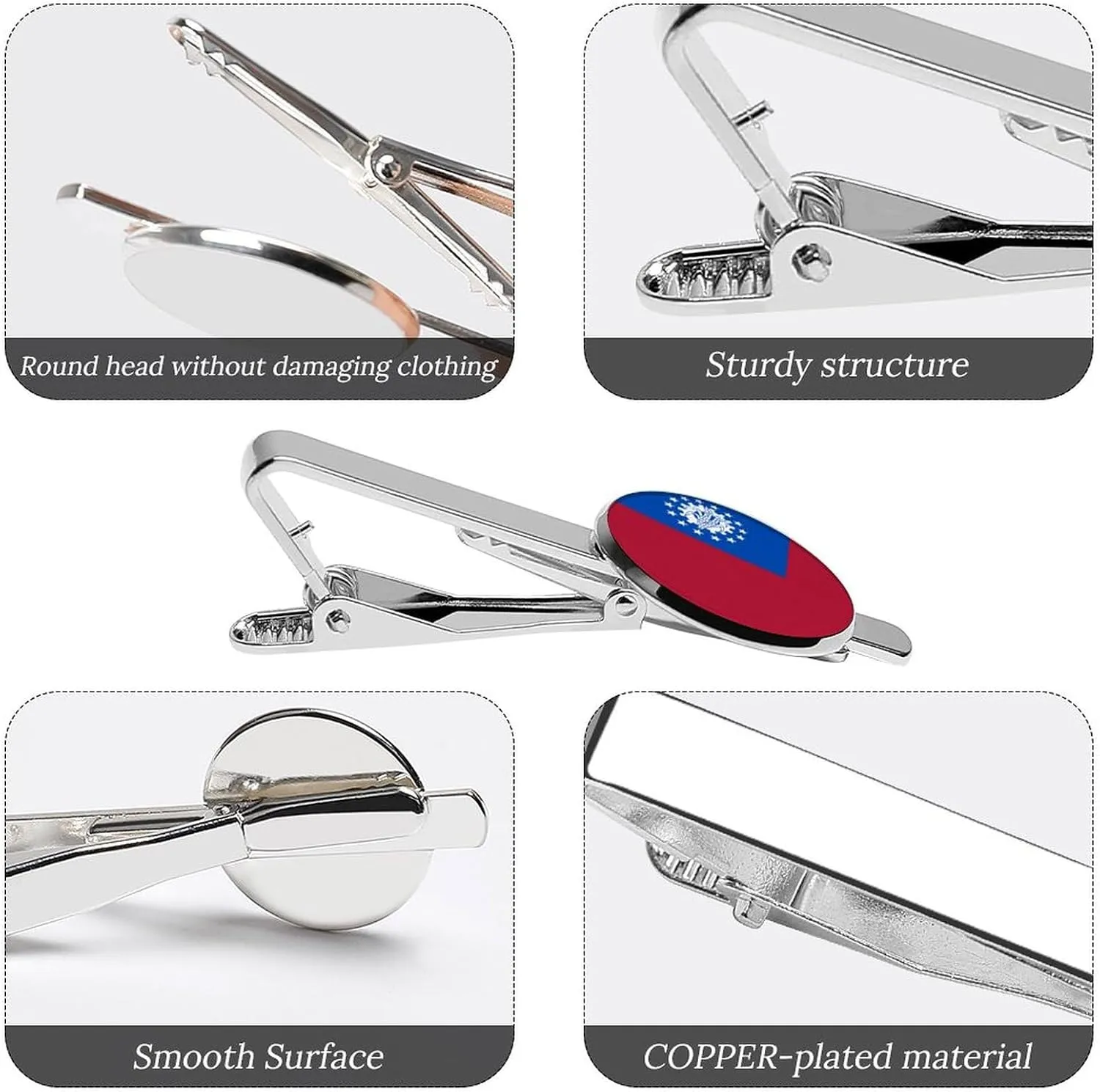 Morocco Flag Fashion Tie Clips for Men Women, 2 Pack Tie Bar Set,Accessory for Western-style Clothes Shirt Work