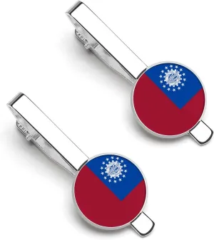 Morocco Flag Fashion Tie Clips for Men Women, 2 Pack Tie Bar Set,Accessory for Western-style Clothes Shirt Work