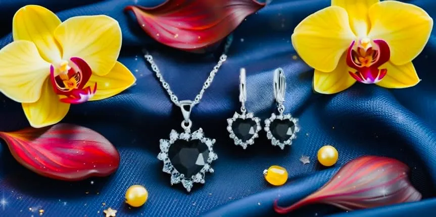 Mother's Day Gift- Elegant Sterling Silver Classic Heart Design Jewelry Set- Simulated Gemstones Pendant Necklace & Earrings with Crystal Halo- Love That Shines- Stunning Gift for Women Mom Wife Her