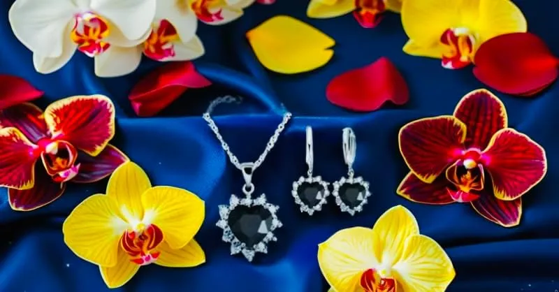 Mother's Day Gift- Elegant Sterling Silver Classic Heart Design Jewelry Set- Simulated Gemstones Pendant Necklace & Earrings with Crystal Halo- Love That Shines- Stunning Gift for Women Mom Wife Her