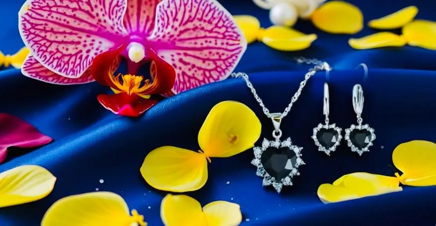 Mother's Day Gift- Elegant Sterling Silver Classic Heart Design Jewelry Set- Simulated Gemstones Pendant Necklace & Earrings with Crystal Halo- Love That Shines- Stunning Gift for Women Mom Wife Her