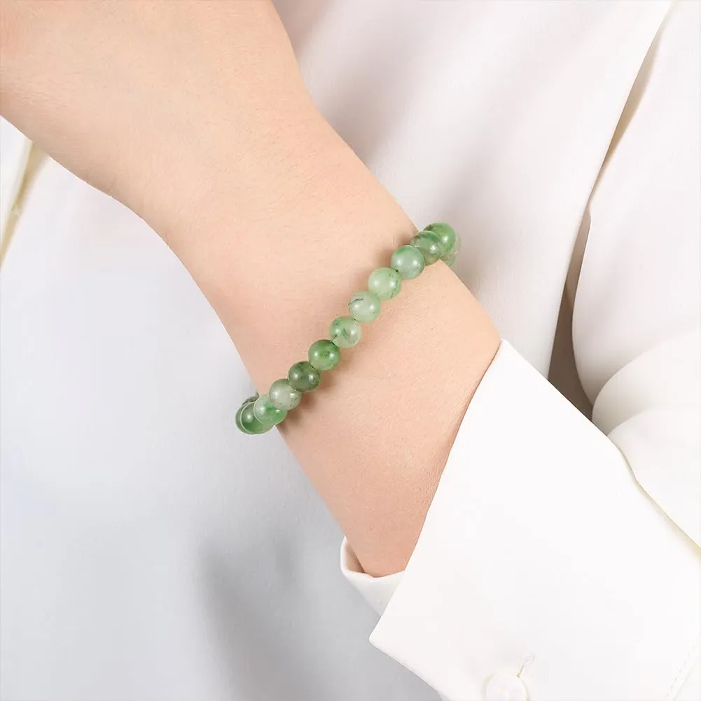 Mothers Day Gifts - 925 Sterling Silver Natural Green Jade Crystal Bracelet Charm Healing Anxiety Relief Good Luck Positive Energy Feng Shui Gemstone Birthstone Beaded Jewelry for Women