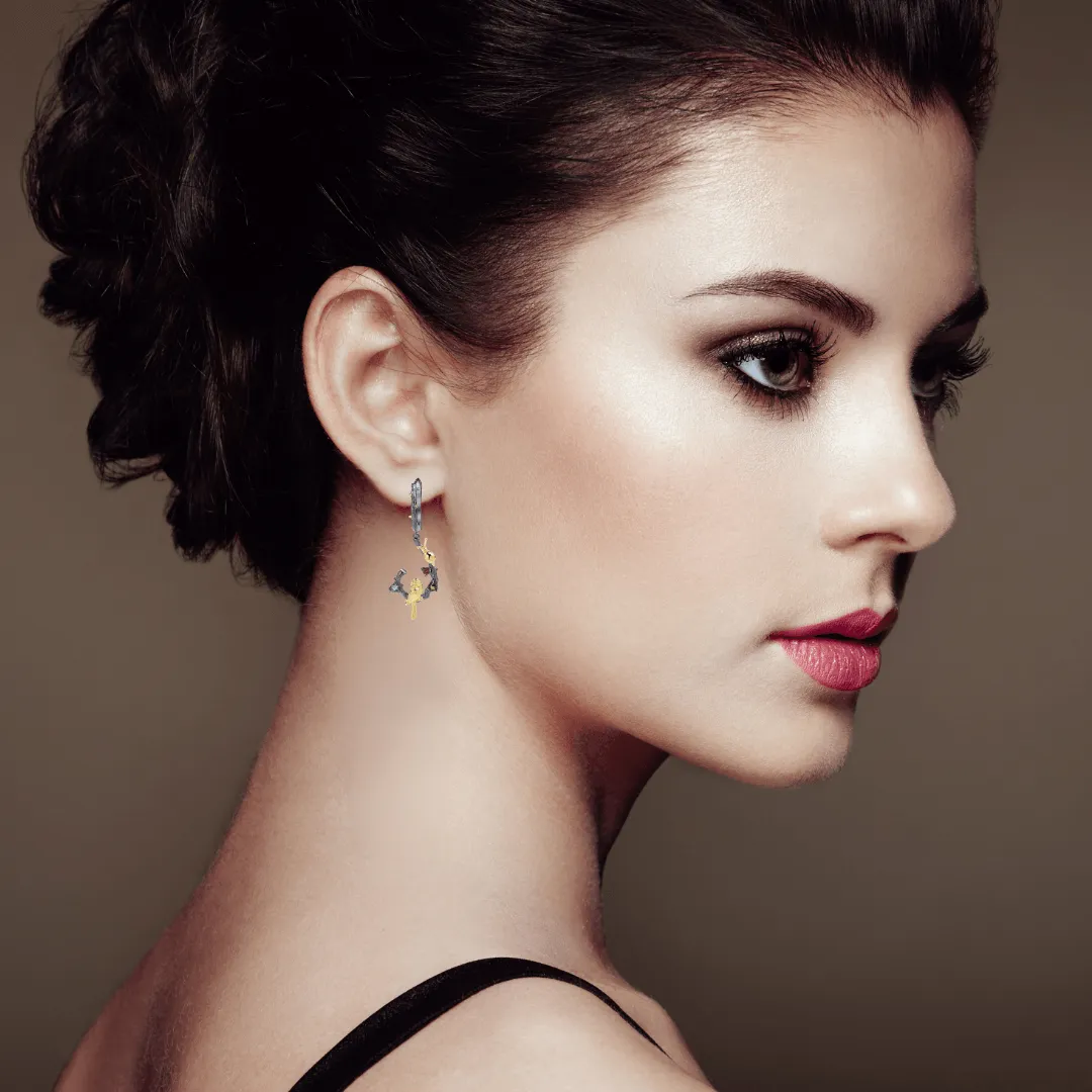 Multi Color Dangling Bird Earrings