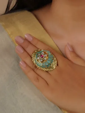 Multicolor Gold Plated Mishr Ring - MR-RNG33MB