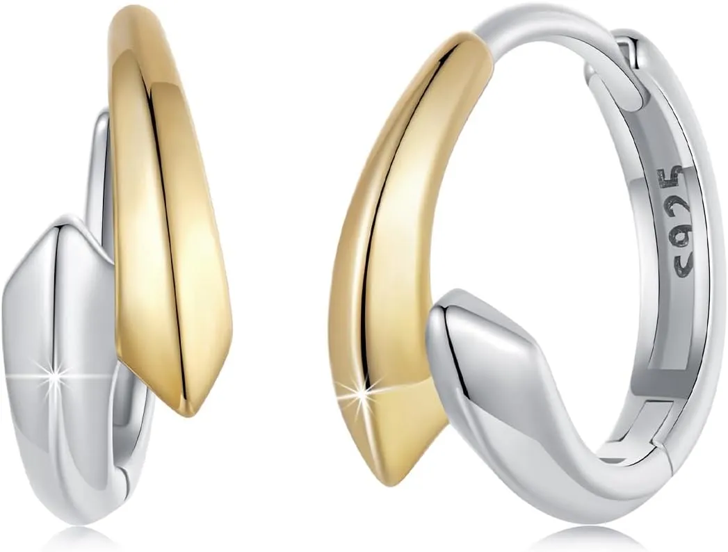 MUNDELL 925 Sterling Silver Classic Hoop Earrings Waterdrop Ear Buckles Plated Golden Hypoallergenic Earrings for Women Fine Jewelry