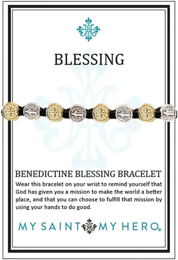My Saint My Hero Benedictine Blessing Bracelets  Handwoven Spiritual Protection with Medals Hand-Cast In Italy at Sacred Site