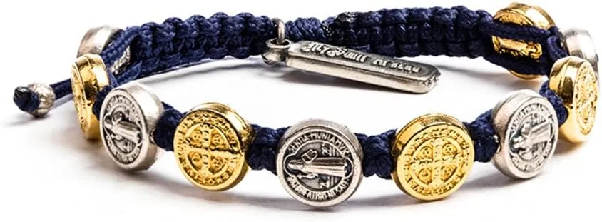 My Saint My Hero Benedictine Blessing Bracelets  Handwoven Spiritual Protection with Medals Hand-Cast In Italy at Sacred Site