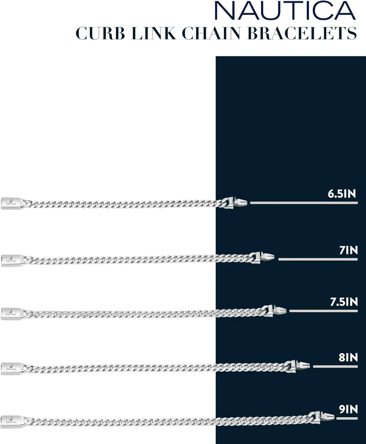 Nautica Mens BraceletOxidized Stainless Steel Curb Link Chain Bracelet for Women and Men