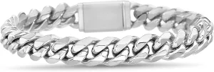 Nautica Stainless Steel Bracelet for Men 10mm Cuban Link Chain 8.5 Inch