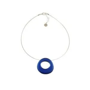 Navy Hollow Circle Pendant