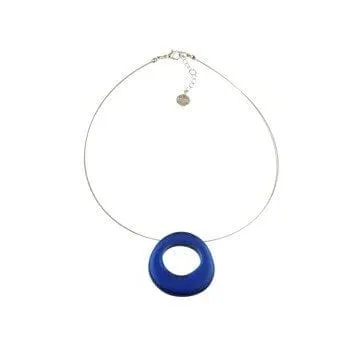 Navy Hollow Circle Pendant