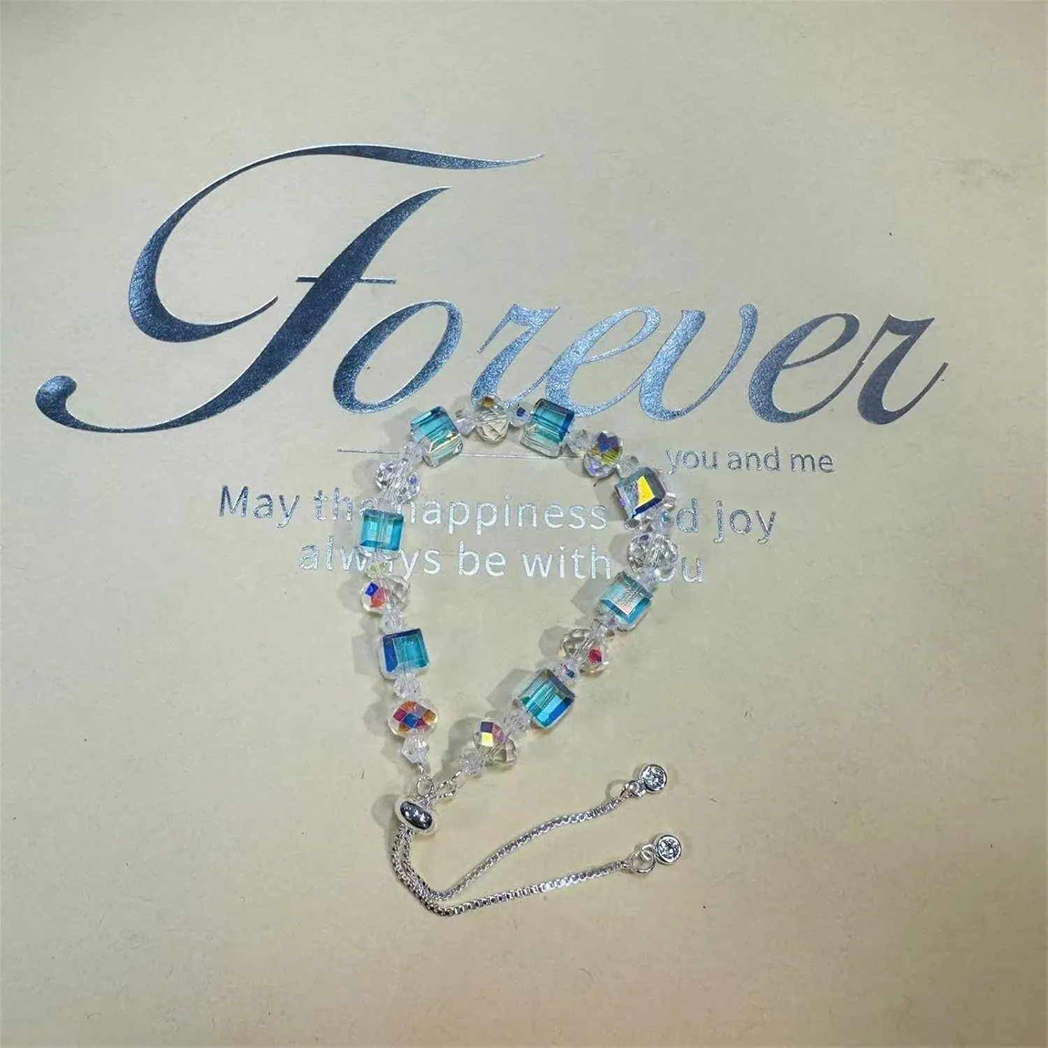 New Designed Iridescent Crystal Beaded Bracelet with Dangling Charms And Women's Gifts.The Sugar Austrian Crstal Bracelet is a Delicate Gorgeous Bracelet for Lady With Adjustable Elasticity