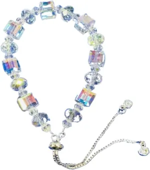 New Designed Iridescent Crystal Beaded Bracelet with Dangling Charms And Women's Gifts.The Sugar Austrian Crstal Bracelet is a Delicate Gorgeous Bracelet for Lady With Adjustable Elasticity