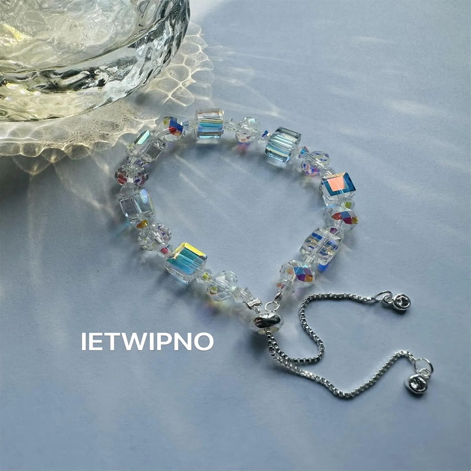 New Designed Iridescent Crystal Beaded Bracelet with Dangling Charms And Women's Gifts.The Sugar Austrian Crstal Bracelet is a Delicate Gorgeous Bracelet for Lady With Adjustable Elasticity
