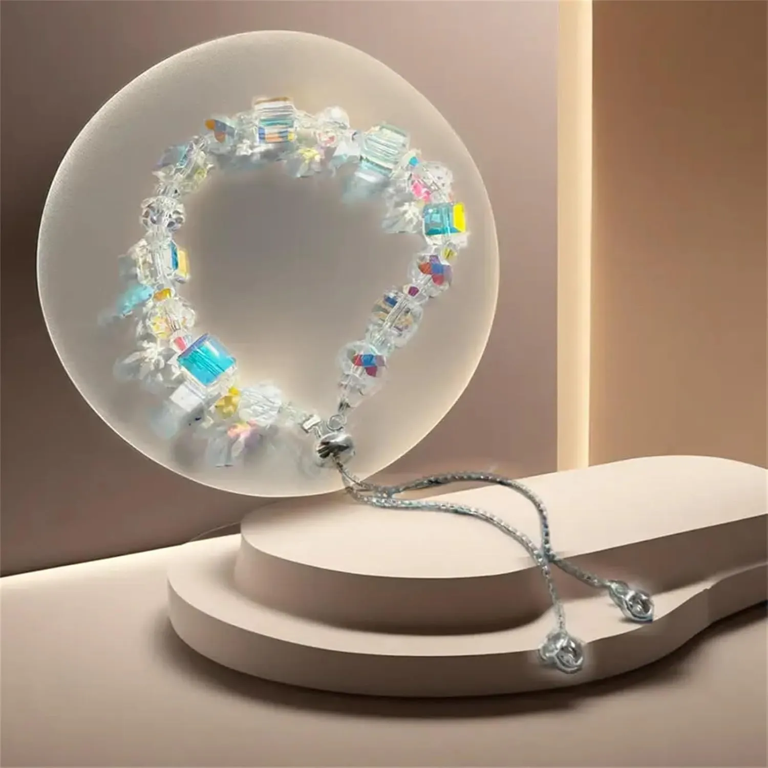 New Designed Iridescent Crystal Beaded Bracelet with Dangling Charms And Women's Gifts.The Sugar Austrian Crstal Bracelet is a Delicate Gorgeous Bracelet for Lady With Adjustable Elasticity