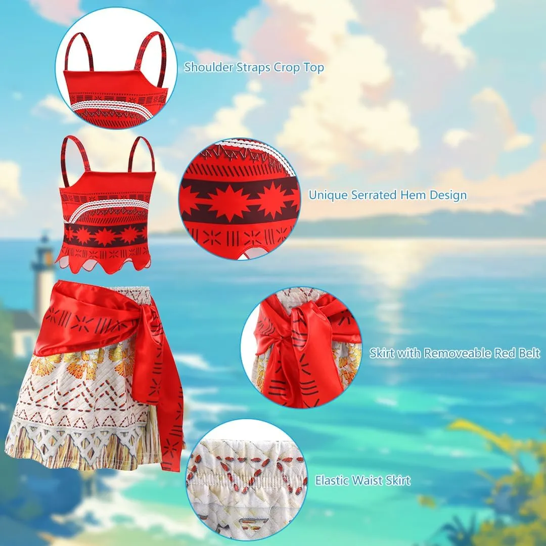 Ocean Princess Dress for Girls with Flower Crown, Shell Necklace & Hair Clip, Sparkly Party Outfit for Ages 3-9