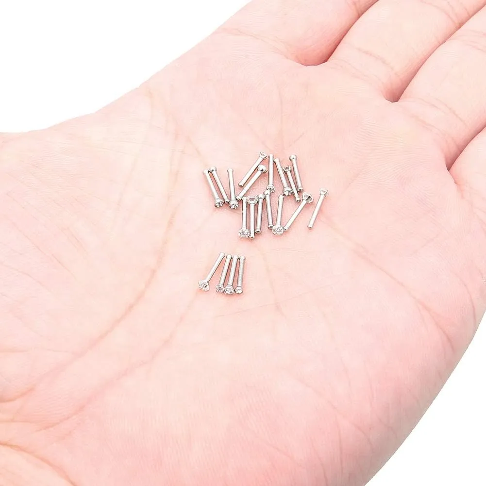 Ocptiy 18G 20G Nose Rings Studs Nose Hoops 316L Surgical Steel Hypoallergenic Silver Nose Piercings Straight Screw L Shaped Nostril Nose Rings Piercing Jewelry for Women Men 20Pcs-28Pcs