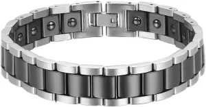 OIDEA Mens Bracelet Gift for Dad Father - 13MM Wide Watch Band Stainless Steel Link Bracelet Two-Tone White Ceramic Bracelet Jewelry with Gift Box, 8.1Inch