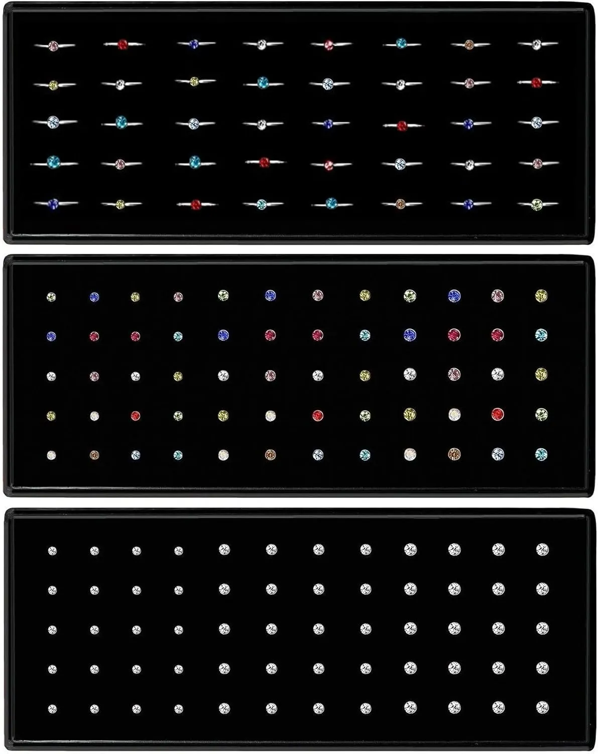 OMAIGAR 3 Boxes 120 Pcs Nose Rings Studs 40 Pcs Nose Rings Hoops, Stainless Steel Nose Piercings Body Jewelry, Ideal Gift with Cute Package