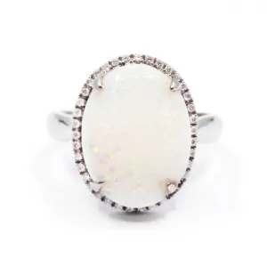 Opal and Diamond Ring | Pre-Loved | 18K White Gold