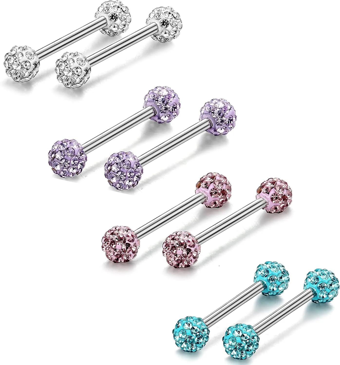 ORAZIO 6-8 Pcs 14G 316L Stainless Steel CZ Nipple Piercing Barbell Belly Button Ring for Women