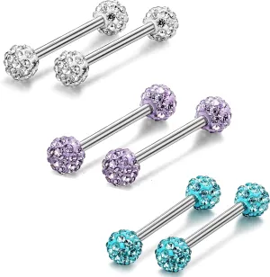 ORAZIO 6-8 Pcs 14G 316L Stainless Steel CZ Nipple Piercing Barbell Belly Button Ring for Women