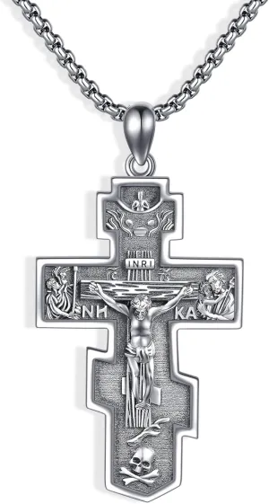 Orthodox Cross Necklace Sterling Silver Eastern Orthodox Cross Necklace Jewelry Gifts for Men