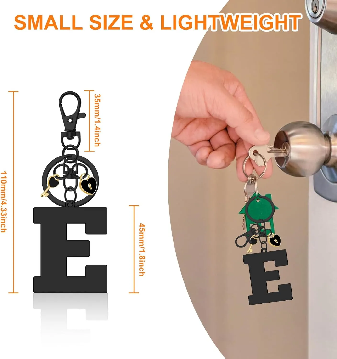 Oubaka Alphabet Initial Letter Keychain Keyring, Cute Initial Letter Keychain with Heart Lock and Key Charms for Women