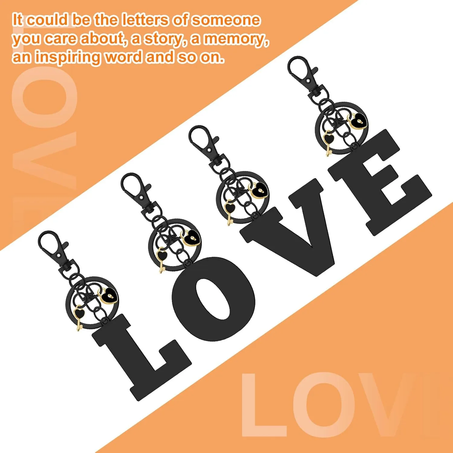 Oubaka Alphabet Initial Letter Keychain Keyring, Cute Initial Letter Keychain with Heart Lock and Key Charms for Women
