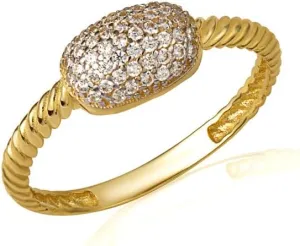 Oval CZ Rope Twisted Band Fine Ring Real Solid Gold