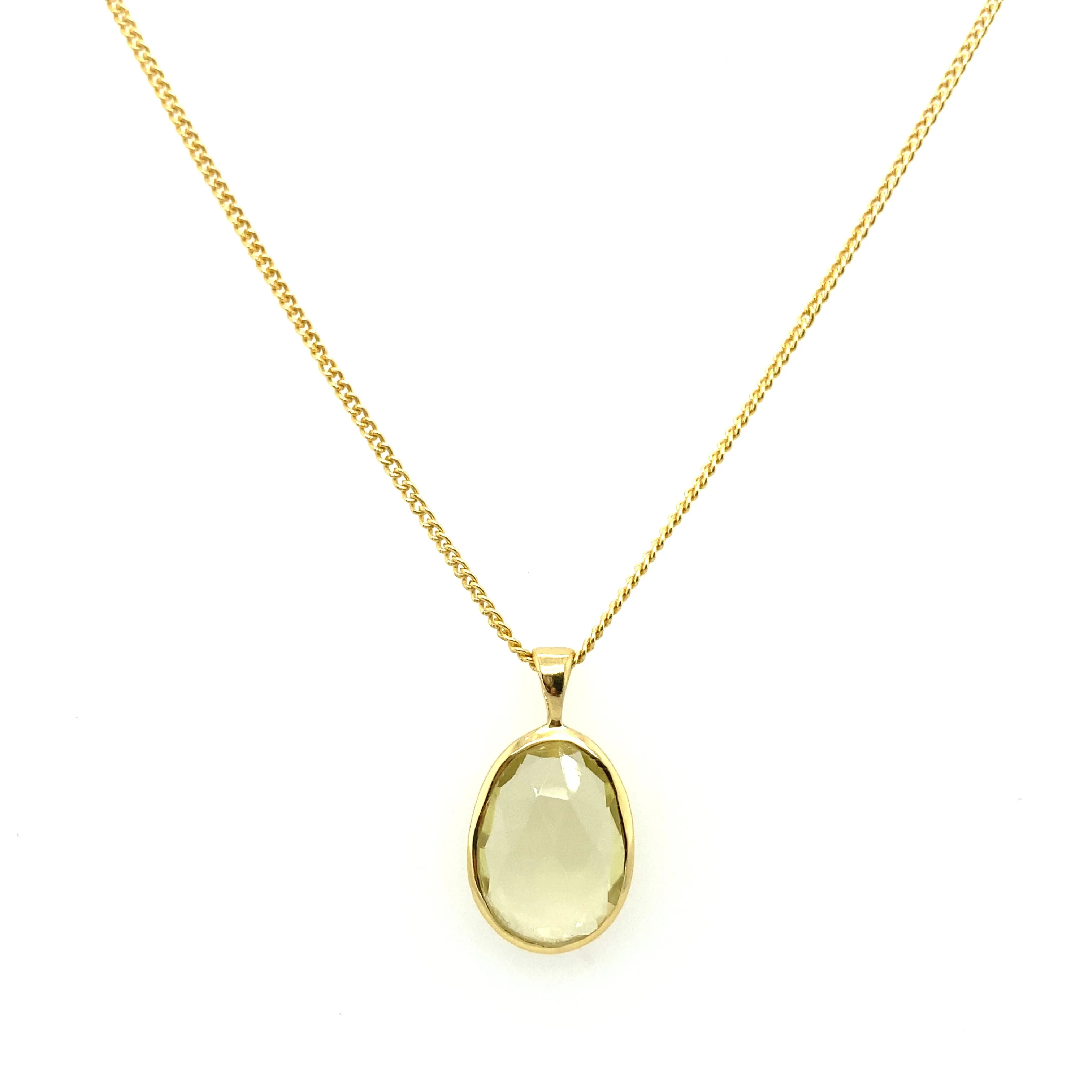 Oval Faceted Gemstone Necklace