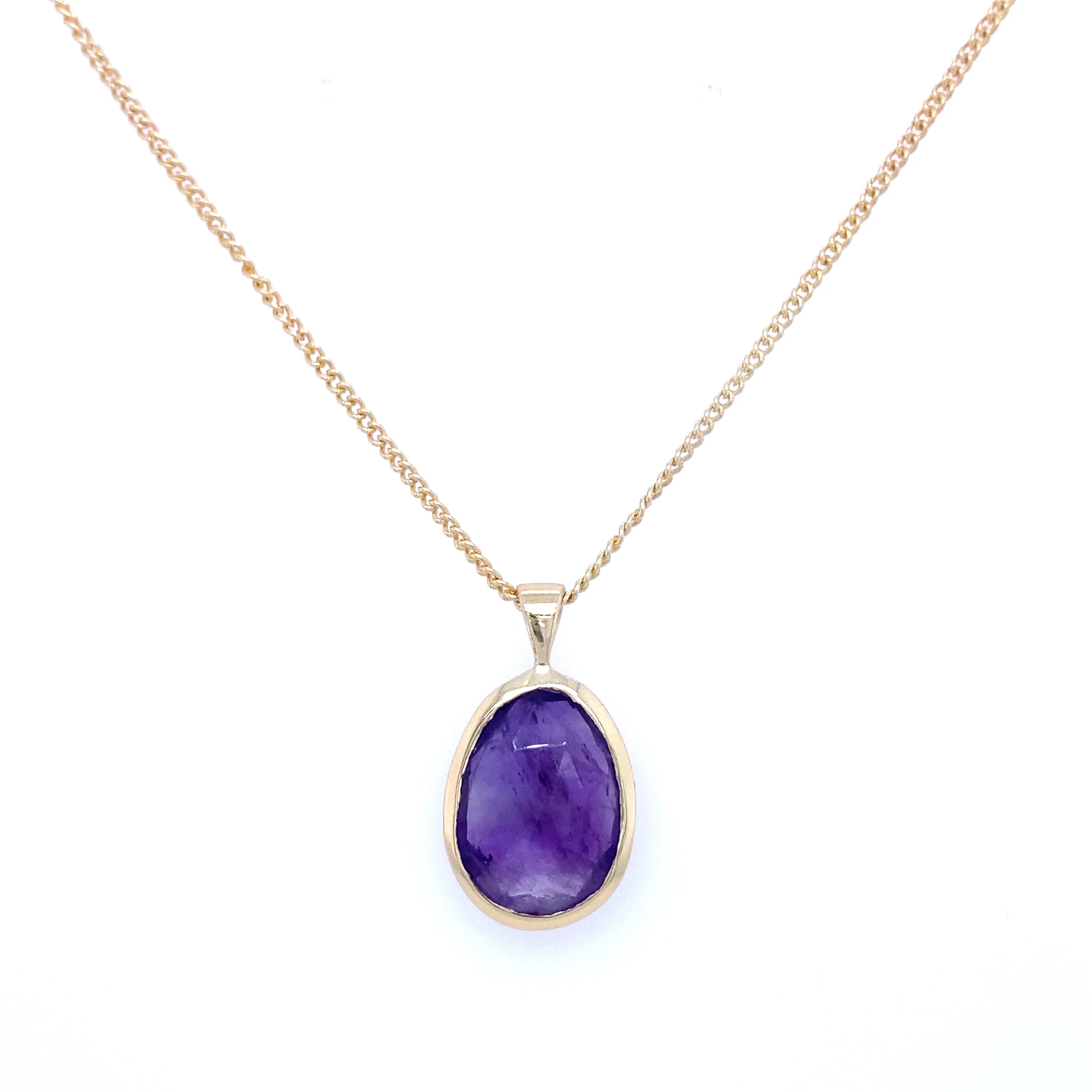 Oval Faceted Gemstone Necklace