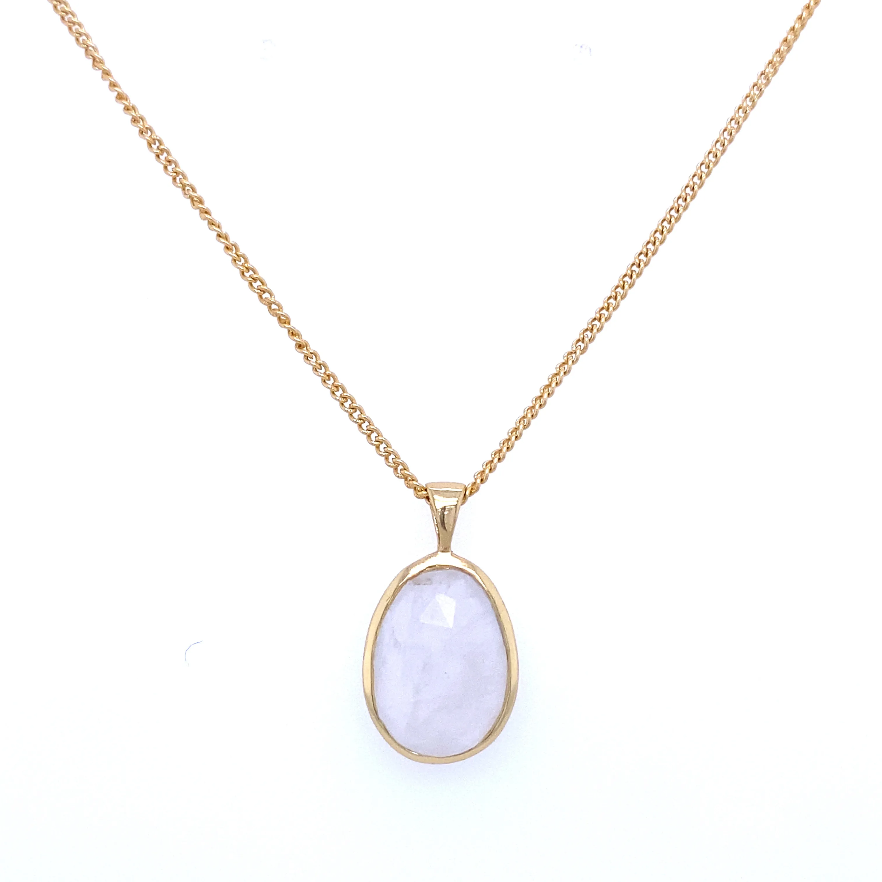 Oval Faceted Gemstone Necklace