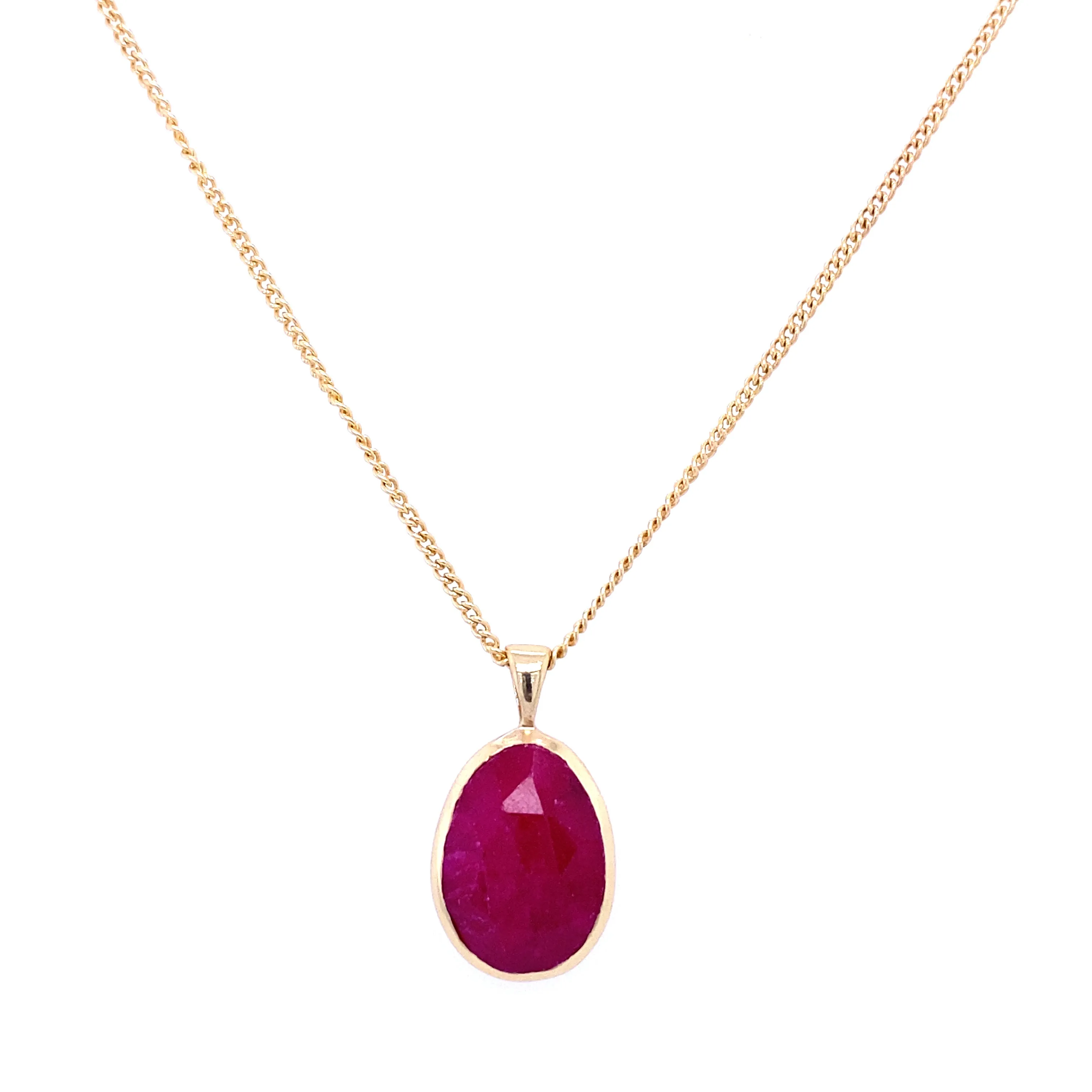 Oval Faceted Gemstone Necklace