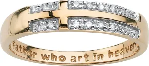 PalmBeach 10K Yellow Gold Genuine Diamond Accent Lord's Prayer Cross Ring Sizes 5-9