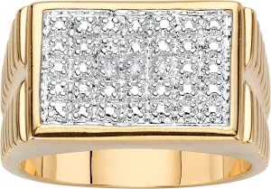 PalmBeach Men's Yellow Gold-plated Genuine Diamond Accent Watchband Style Ring Sizes 8-16