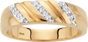 PalmBeach Men's Yellow Gold-plated Sterling Silver Genuine Diamond Accent Diagonal Wedding Band Ring (4.5mm) Sizes 8-13