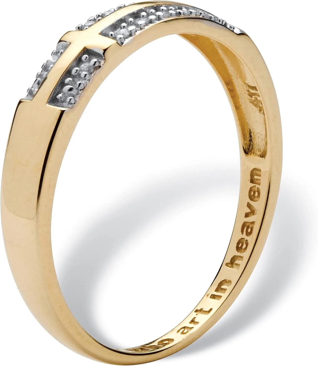 PalmBeach Yellow Gold-plated Sterling Silver Genuine Diamond Accent Sideways Cross Ring Sizes 6-16