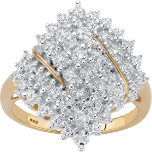 PalmBeach Yellow Gold-plated Sterling Silver Round Genuine Diamond Cluster Ring (1/4 cttw, I Color, I3 Clarity) Sizes 6-10