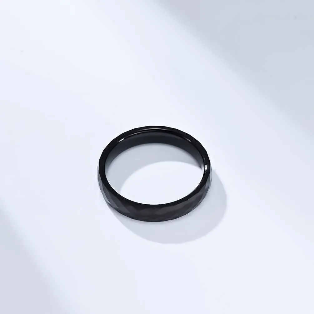 PAMTIER Men's 4mm Tungsten Steel Classic Simple Domed Rhombus Multi Faceted Stackable Pinky Ring