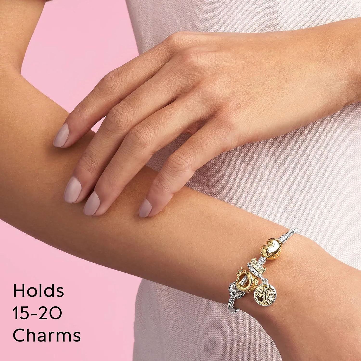 Pandora Moments Heart Clasp Snake Chain Bracelet - Compatible Moments Charms - Gift for Her - Sterling Silver - With Gift Box