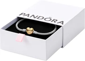 Pandora Moments Heart Clasp Snake Chain Bracelet - Compatible Moments Charms - Gift for Her - Sterling Silver - With Gift Box