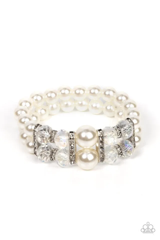 Paparazzi Bracelet ~ Timelessly Tea Party - White